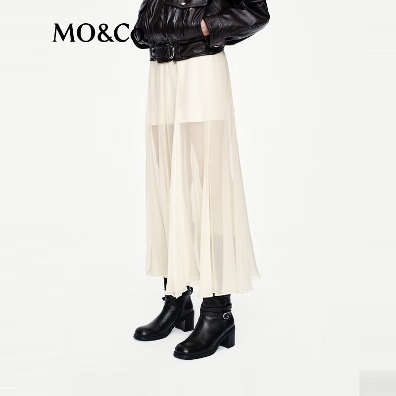 MO&Co. Silk Blend High-Waist Slit Midi Skirt