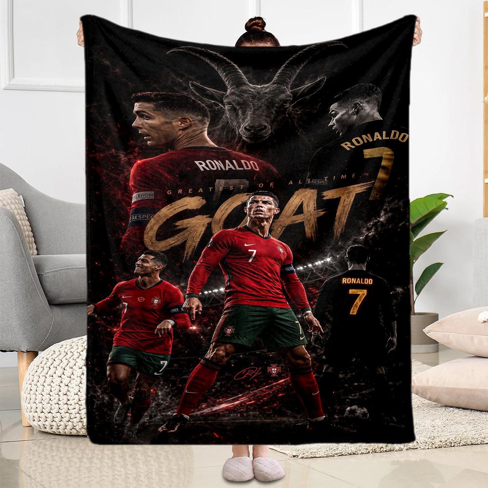Ronaldo's Legacy: Goat Blanket Soft Warm Cozy Great for Sofa Bed Bedding All-Season Use Playful Design Suitable for Gifting Relatives and Friends