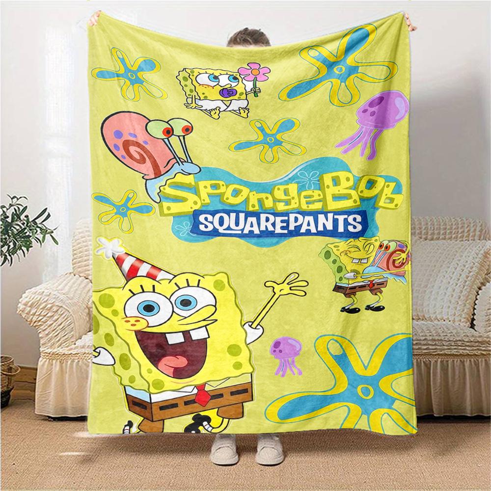 1Pc Spongebob'S Underwater Adventure Blanket Soft Throw Blanket For Home Bedroom Bed Sofa Travel Office Solid Christmas Blanket