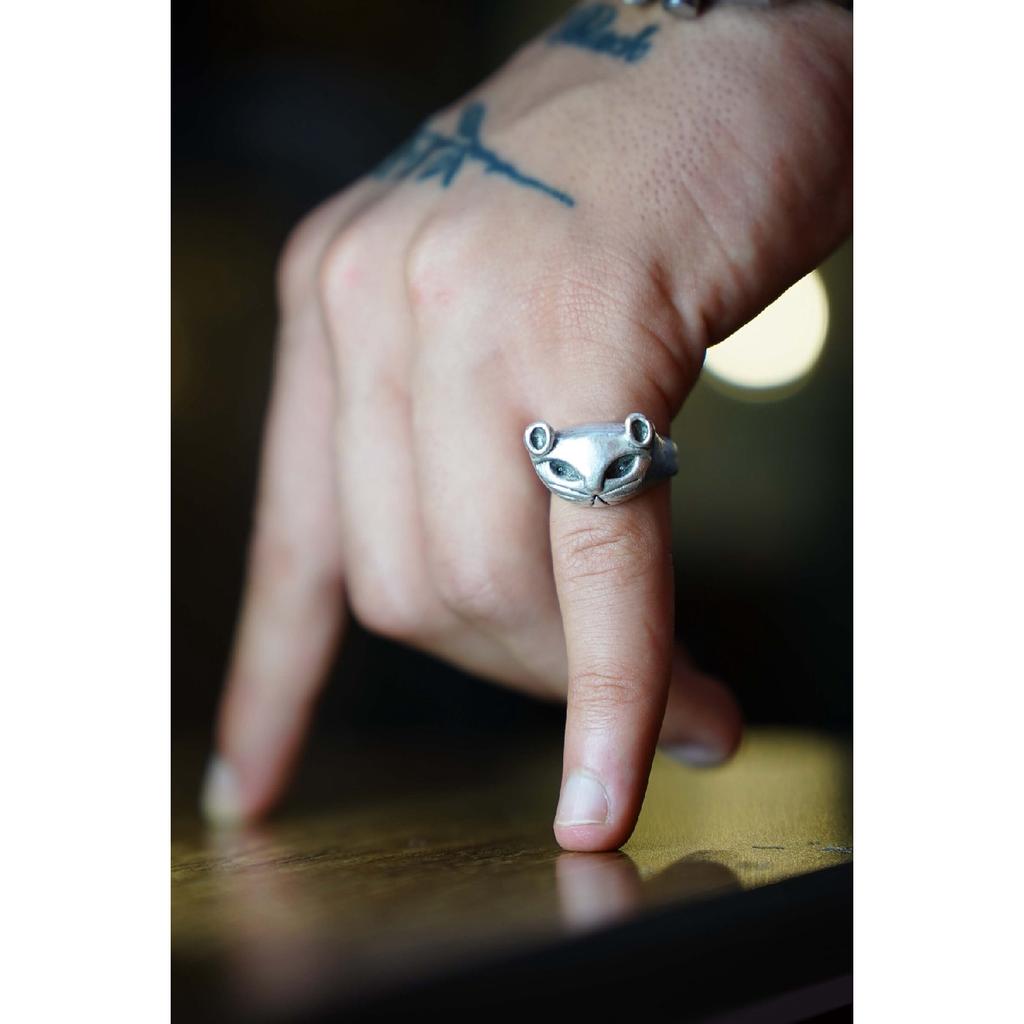 Фигурка лисы Кицунэ Фокс, регулируемое черное кольцо