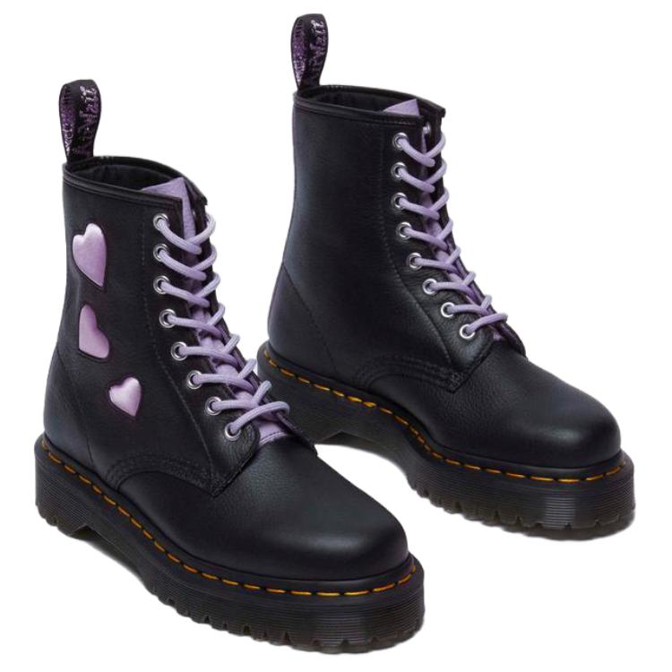 Dr. Martens Кожаные ботильоны с цветными блоками в форме сердца Женские ботинки Черные 31882150