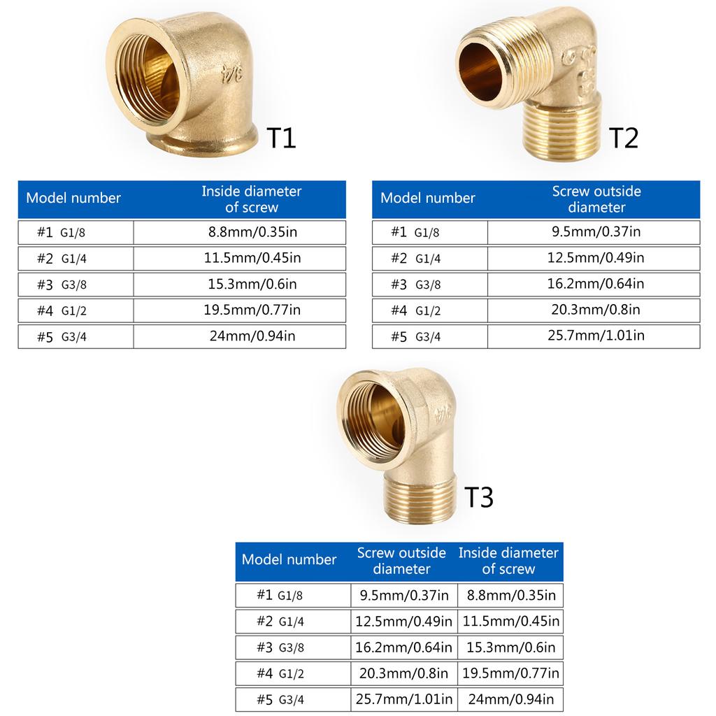 Brass Pipe Connectors Leakage Proof Threaded Fittings 90 Degree Threaded Elbows Multiple Type for Water Hose System