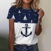 Summer Women T Shirt 3d Print Boat Anchor Print Fashion O Neck Short Sleeve Tees Tops Pullover Women's Casual Loose T-Shirt Y2k Clothing