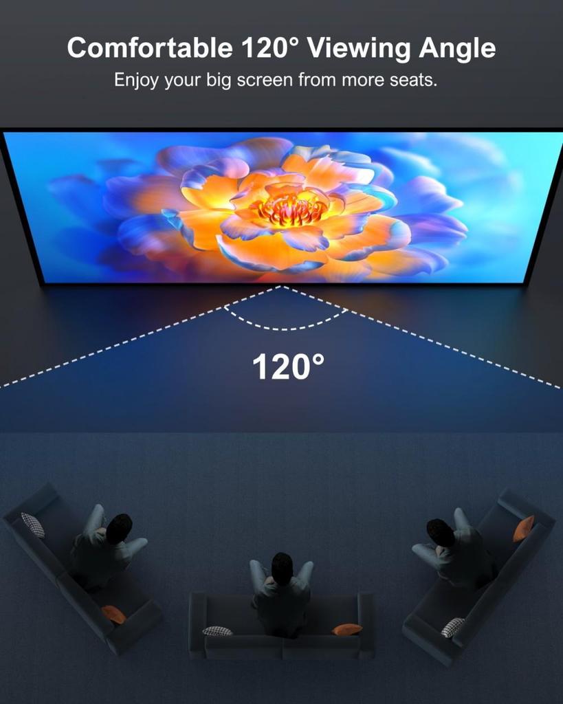Ultimea Photon E-ALR 100 inch Projection Screen, 2.0 Gain Value, 120° Viewing Angle