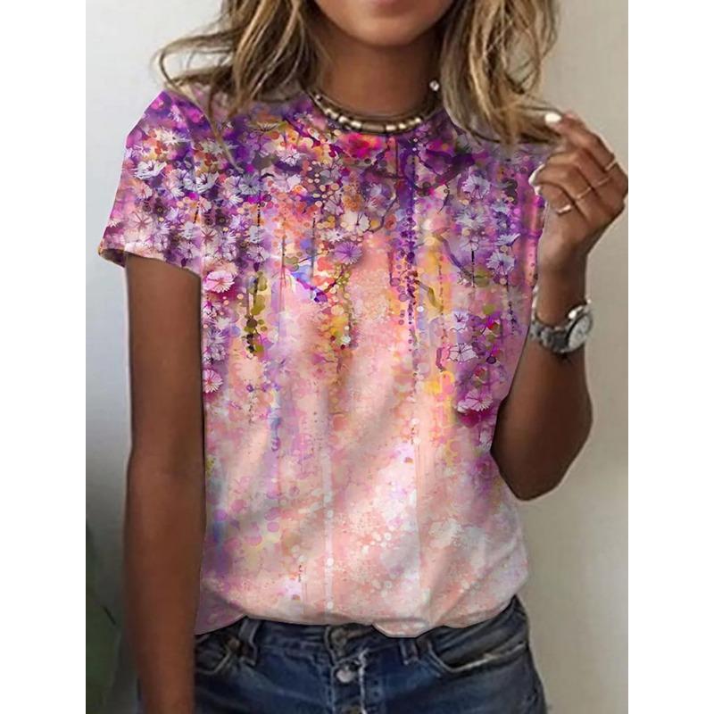 Женская 3D летняя персонализированная футболка с коротким рукавом и круглым вырезом, с принтом свежих цветов