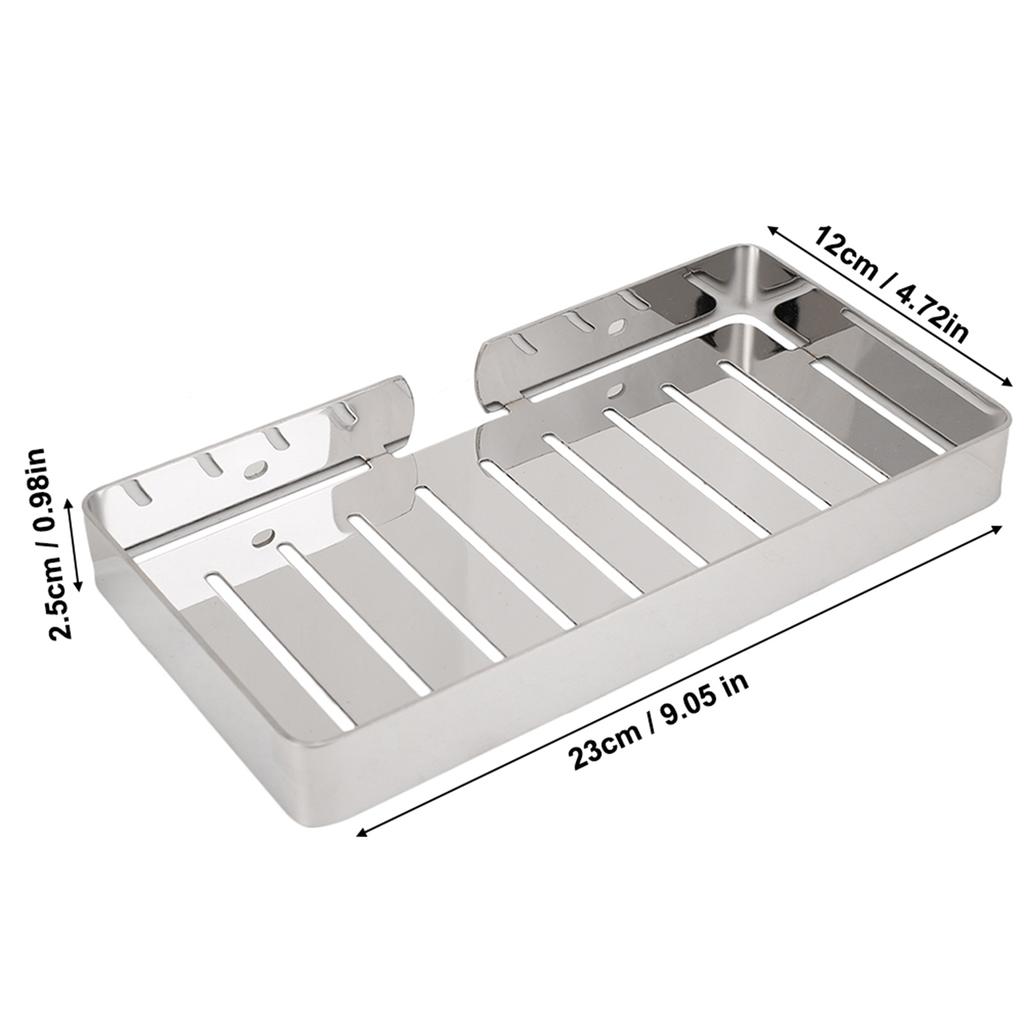 Wall Mount Stainless Steel Soap Holder Drain Rack Shelf for Bathroom Kitchen (Silver)