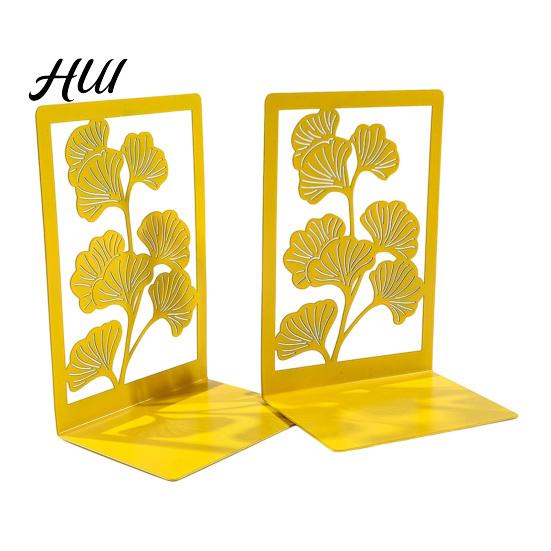 Heavy Duty Book Holder 1 Pair Metal Decorative Bookends, Ginkgo Leaf/Monstera Ends for Leaf Bookend Bookshelf, Non-Skid Stopper Home Office Study Room