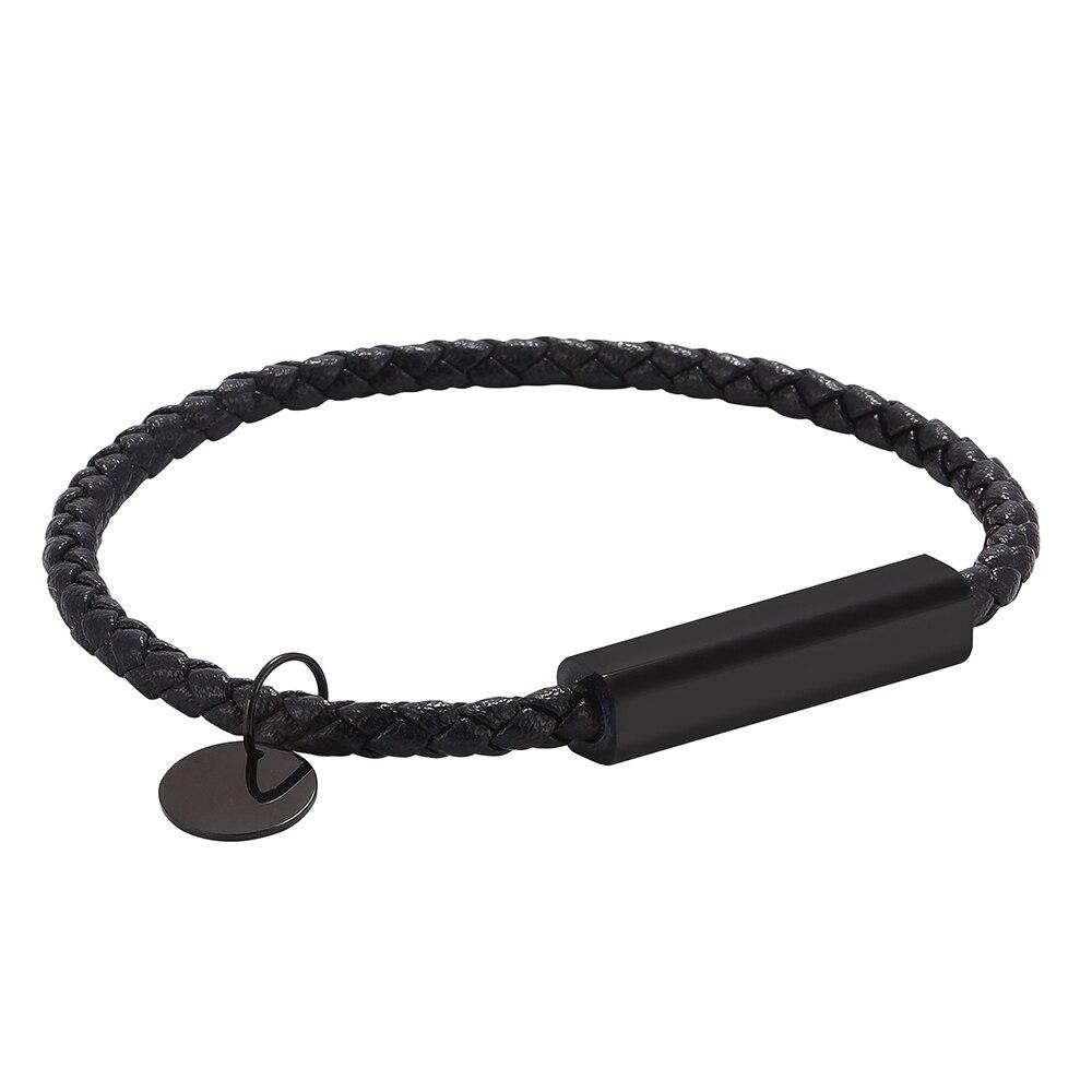 Black Leather Bracelet Men Bangles Fashion Buckle Charm Lovers Jewelry Bracelet
