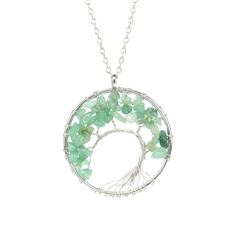 Hand Winding Bending Tree Of Life Necklace Natural Irregular Gravel Crystal Necklace N80
