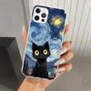 Аниме Милый Черный Кот Мяу Чехол для Телефона для Iphone 17 Air 16 15 Plus 14 13 Mini 12 11 Pro Max 16E 7 8 SE 2020 Мягкий Funda Печать Shel