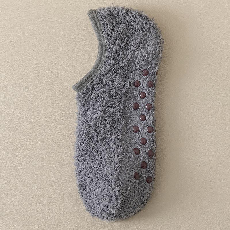 1 пара женских носков для девочек, зимние теплые флисовые носки-тапочки, домашние нескользящие носки-лодочки, короткие однотонные теплые тапочки, носки