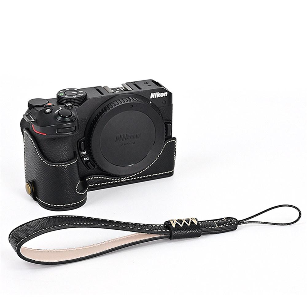 Z50 Palm Print PU Leather Camera Half Body Case For Nikon Z50 Z30 Battery Opening Bottom Cover With Hand Strap