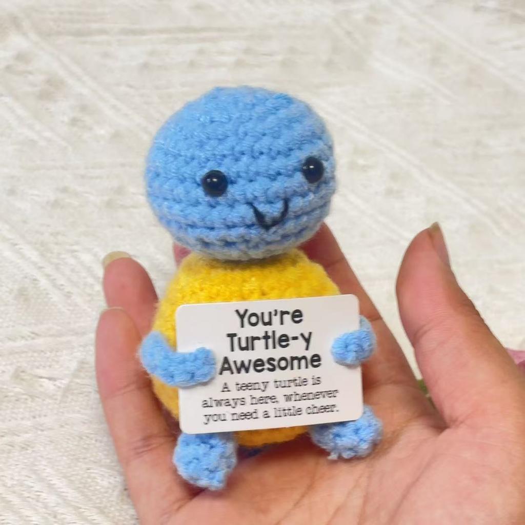 Новая позитивная вязаная крючком кукла-черепаха, милая черепаха для эмоциональной поддержки, настольное украшение, подарок для эмоциональной и вдохновляющей поддержки для женщин