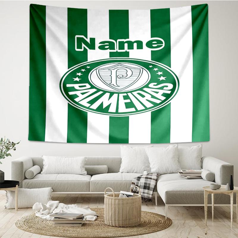 Custom Name Palmeiras Print Tapestry, Backdrop, Easy Setup, Ideal for Bedroom, Office & Living Room, with Aesthetic Wall Hanging Decor.