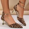 Women Sexy Leopard High Heels Sandals Women Bead Crystal Luxury Party Shoes  Designer Dress Pumps Zapatillas De Mujer 2025