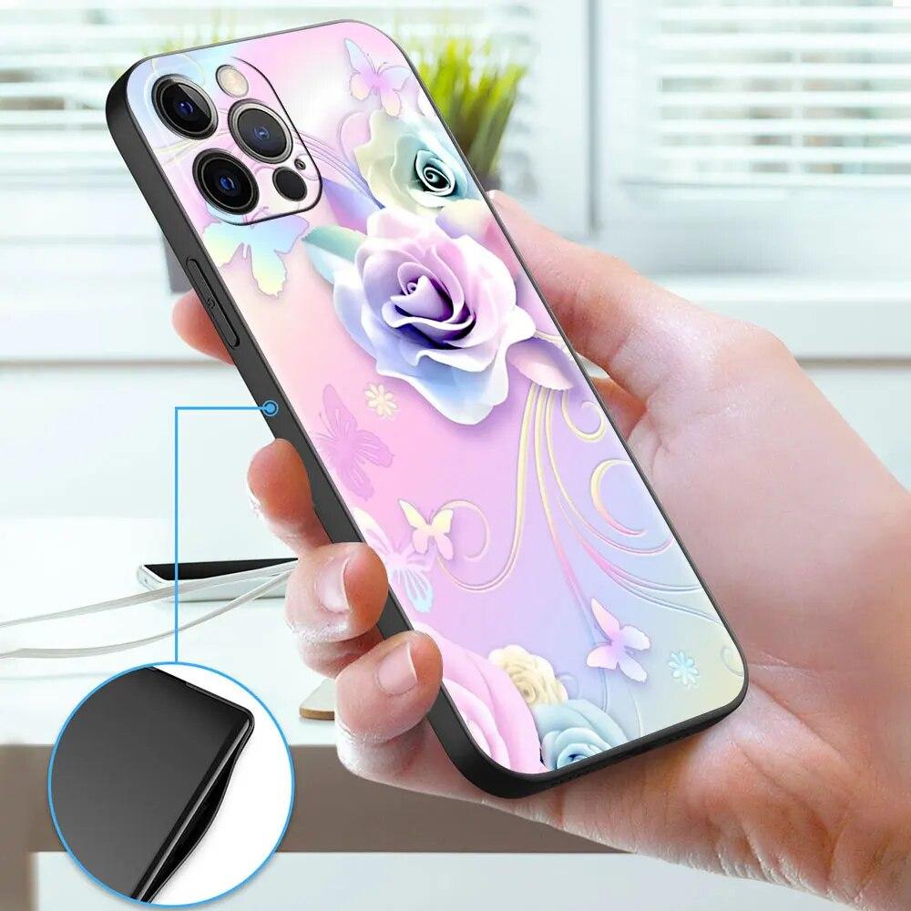 Чехол с цветочным принтом для телефона iPhone Samsung Galaxy Redmi Xiaomi Oppo OnePlus Note SA 7 8 9 10 11 12 13 14 20 21 22 23 53 54 Pro Max Plus Ultra TPU Soft