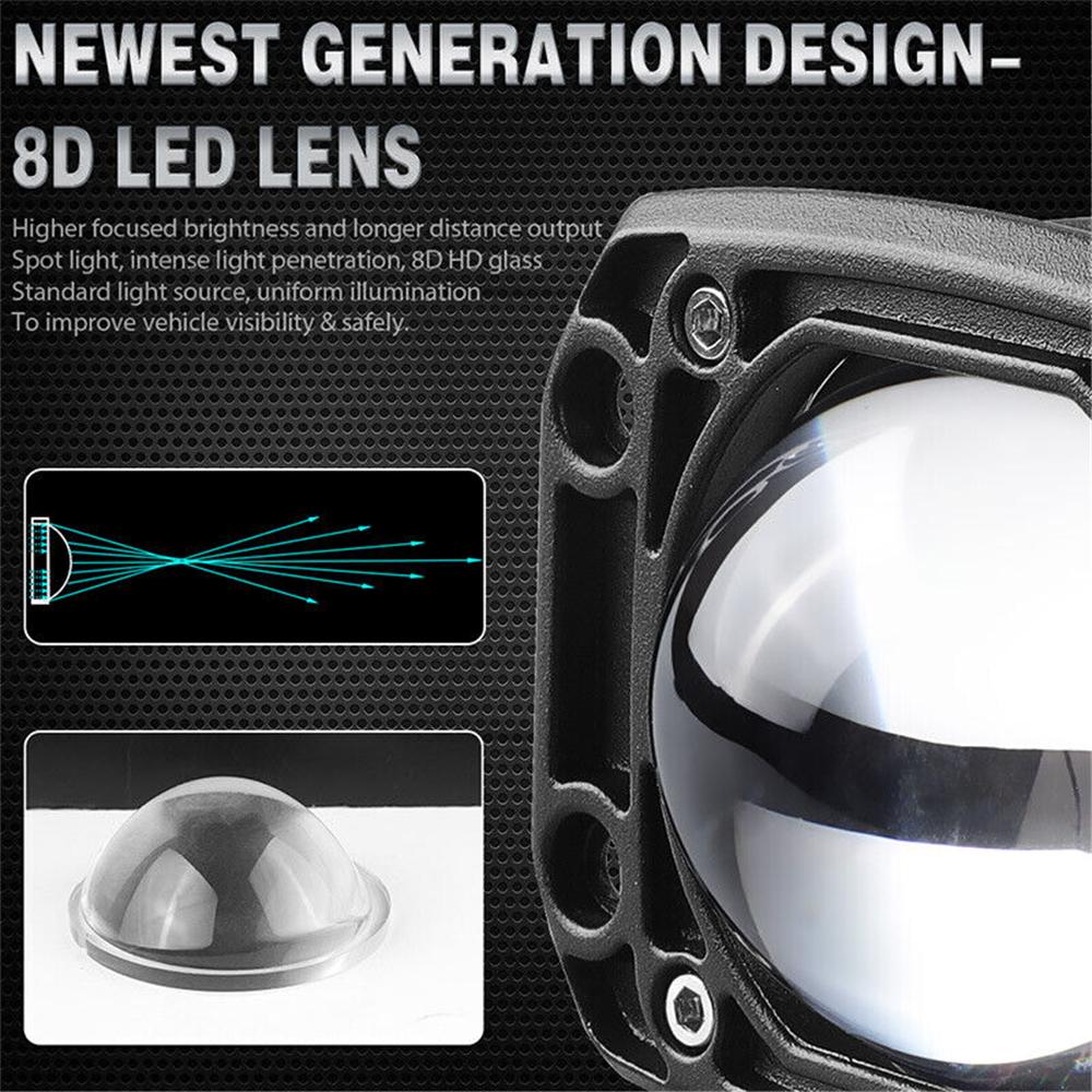 2x 3" Квадратный Светодиодный Рабочий Свет Встраиваемый 6000K Белый 3500K Желтый Лампа Универсальный