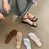 Fashion 2025 Summer Gladiator Women Sandals Fashion Elegant Narrow Band Clip Toe Shoes Ladies Comfort Flats Beach Sandalias