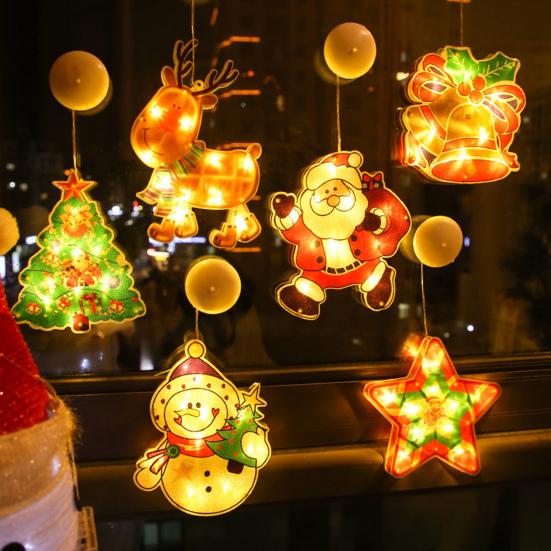 Рождественские украшения, яркие цвета, простота использования, красивая рождественская гирлянда на присоске, праздничный декор