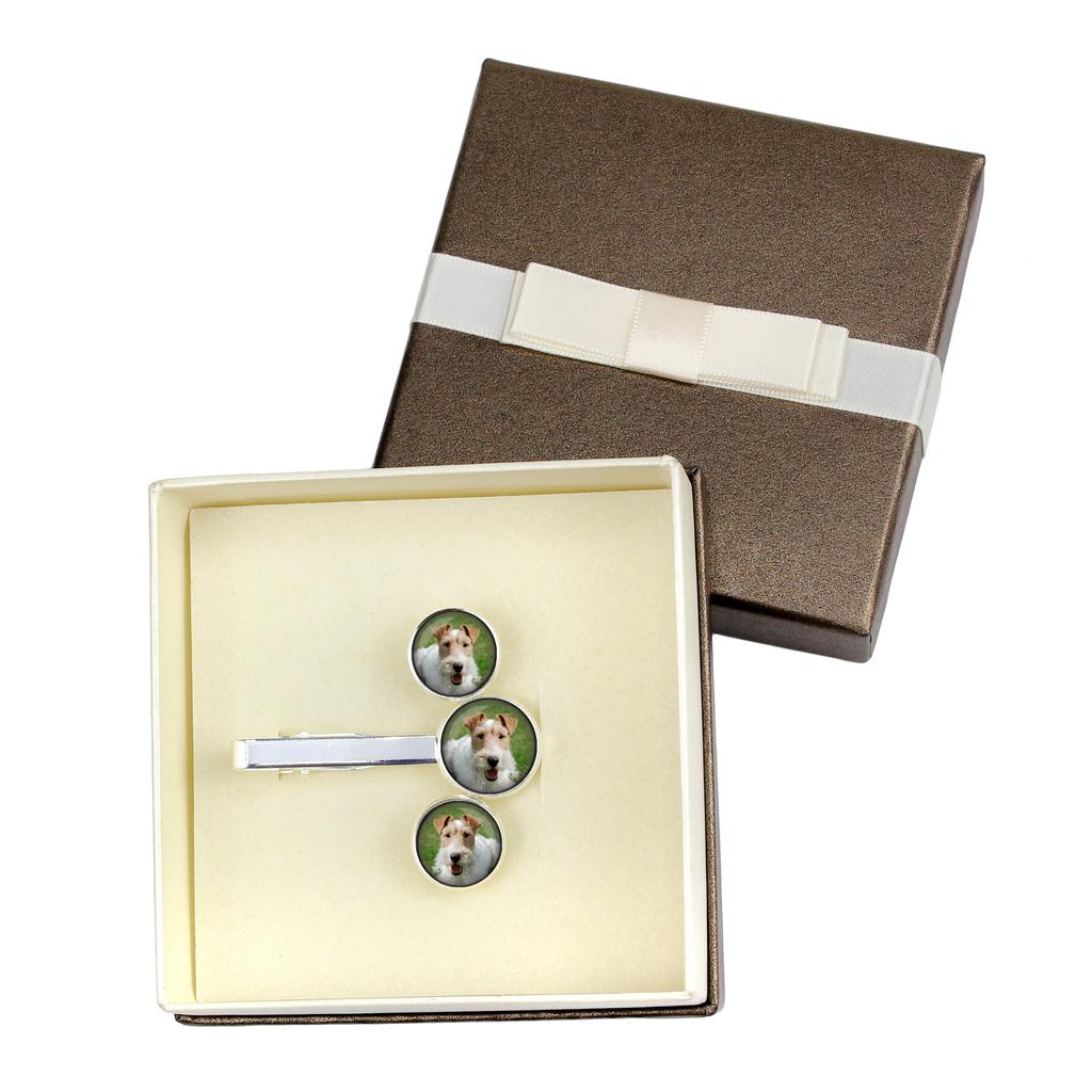Fox Terrier Wire - cufflinks and tie with your photo, a suit decoration, men's jewelry from the Art-Dog brand.
