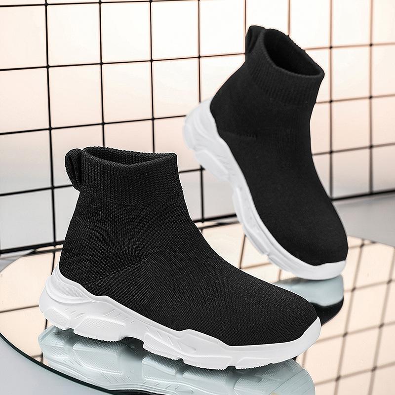 Children's Fly-woven Sneakers 2025 New Boys and Girls Breathable Mesh Lightweight Non-slip One-pedal Socks Shoes