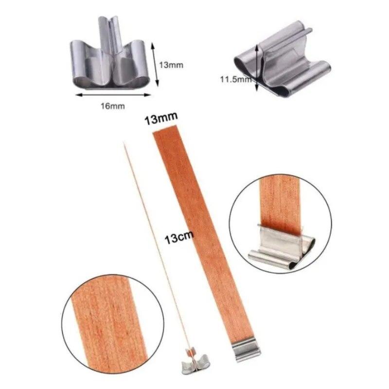 30 шт. деревянного фитиля для свечей с зажимным основанием, плетеный горящий бездымный фитиль для свечей, инструмент для центрирования свечей