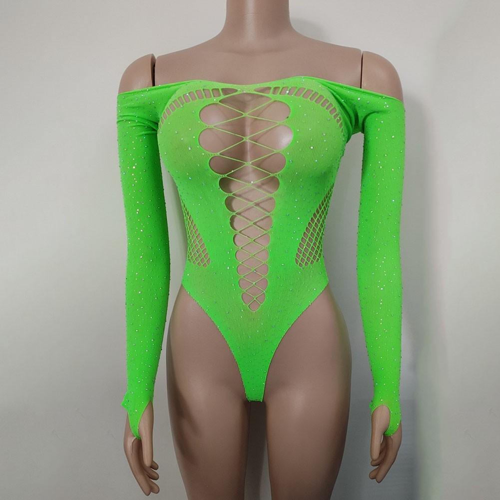 Стразы сетчатые сексуальные нижнее белье боди клубный наряд для вечеринки