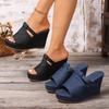 Fashion Women Platform Sandals Beach Wedges High Heels Sandals Summer 2025 New Anti-slip Sexy Denim Slippers Women Zapatos De Mujer