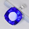 CERTIFIED 88 Ct Square Cushion 925 Sterling Silver Blue Tanzanite Stone Pendant MY-PD-144-NS