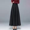 Women Maxi Skirt Elastic High Waist Large Hem A-Line Long Skirt with Pockets Solid Color Office