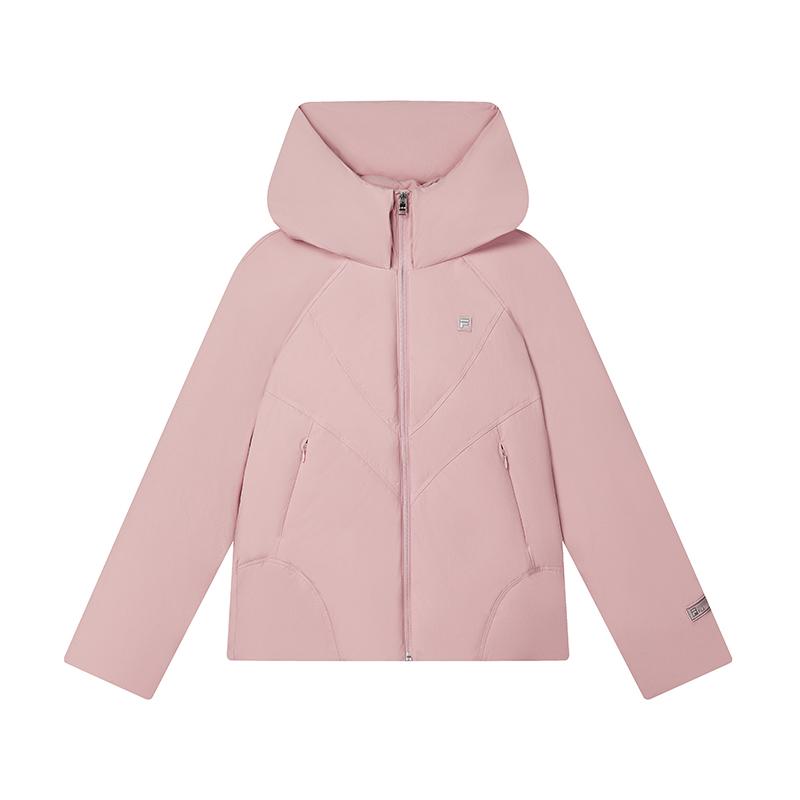 Fila Down Jacket Solid Color Simple Fashion Windproof Hooded Down Coat Women Jackets Pink F11W443911FPK