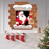 Santa Claus Breaking Wall Christmas Stickers Removable PVC Decals Funny Santa with Gift Bag Breaking Through Wall Art for Bedroom Backdrop Decor
