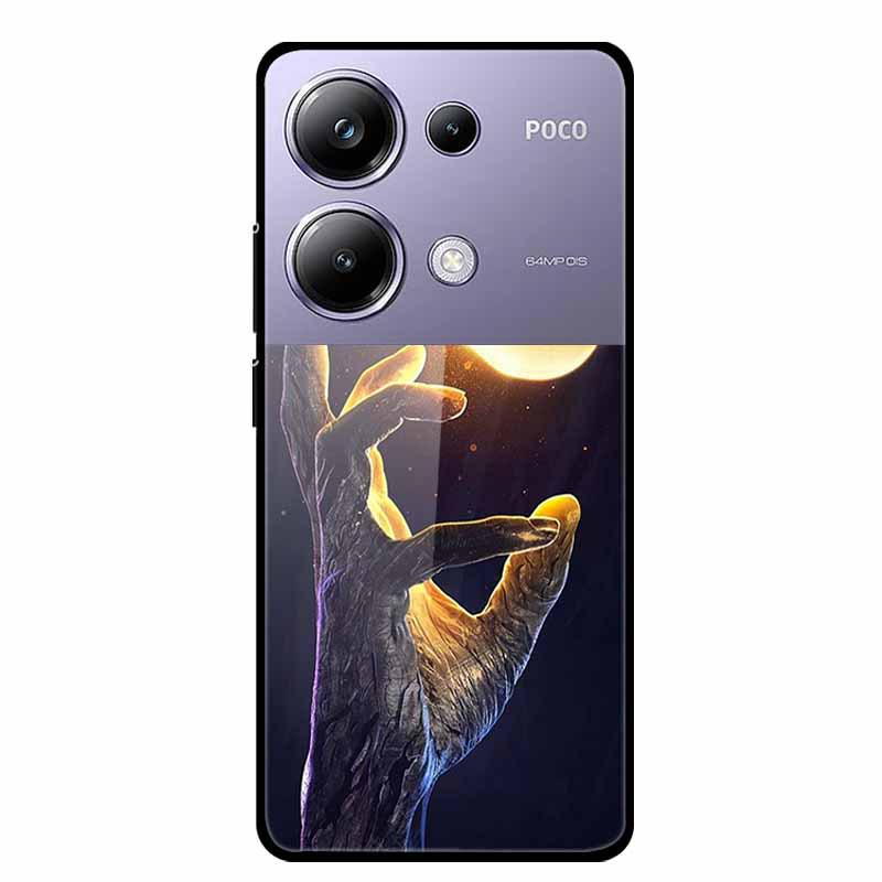 Красочный эстетичный чехол из закаленного стекла для Redmi 12 5G и POCO M6 PRO