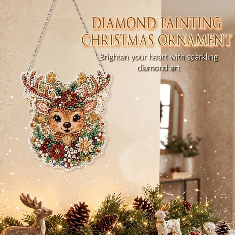 Round DIY Rhinestone Painting Pendant Acrylic Xmas Ornament Kit Window Decor