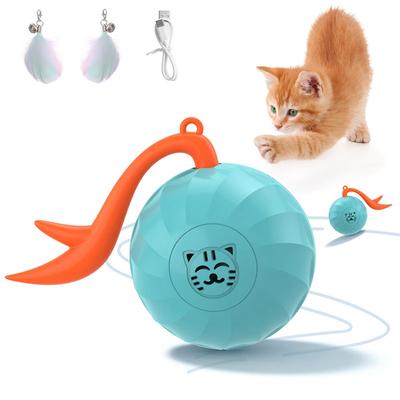 Игрушки для кошек для помещений, бесшумные, вращающиеся на 360 градусов, самостоятельные, вращающиеся, интеллектуальные, с функцией мигания и синхронизации, с перьями, интерактивная игрушка