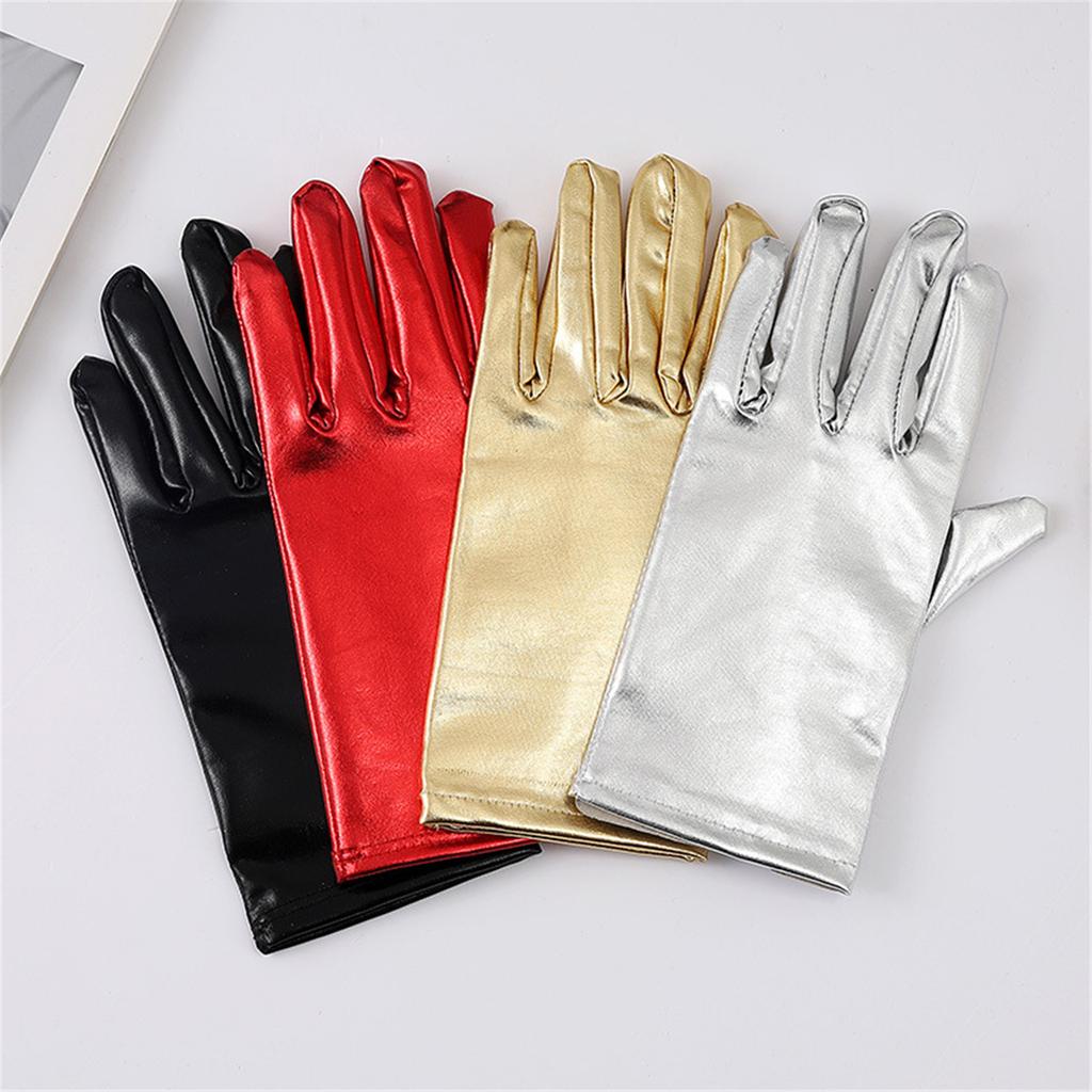 Metallic Gloves Nightclub Dancing Gloves Christmas Party Accessory Full Finger Stretchy Gloves for Concert Opera