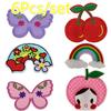 6 Pcs/set Rainbow Cherry Apple Butterfly Iron-on or Sew-on Patch