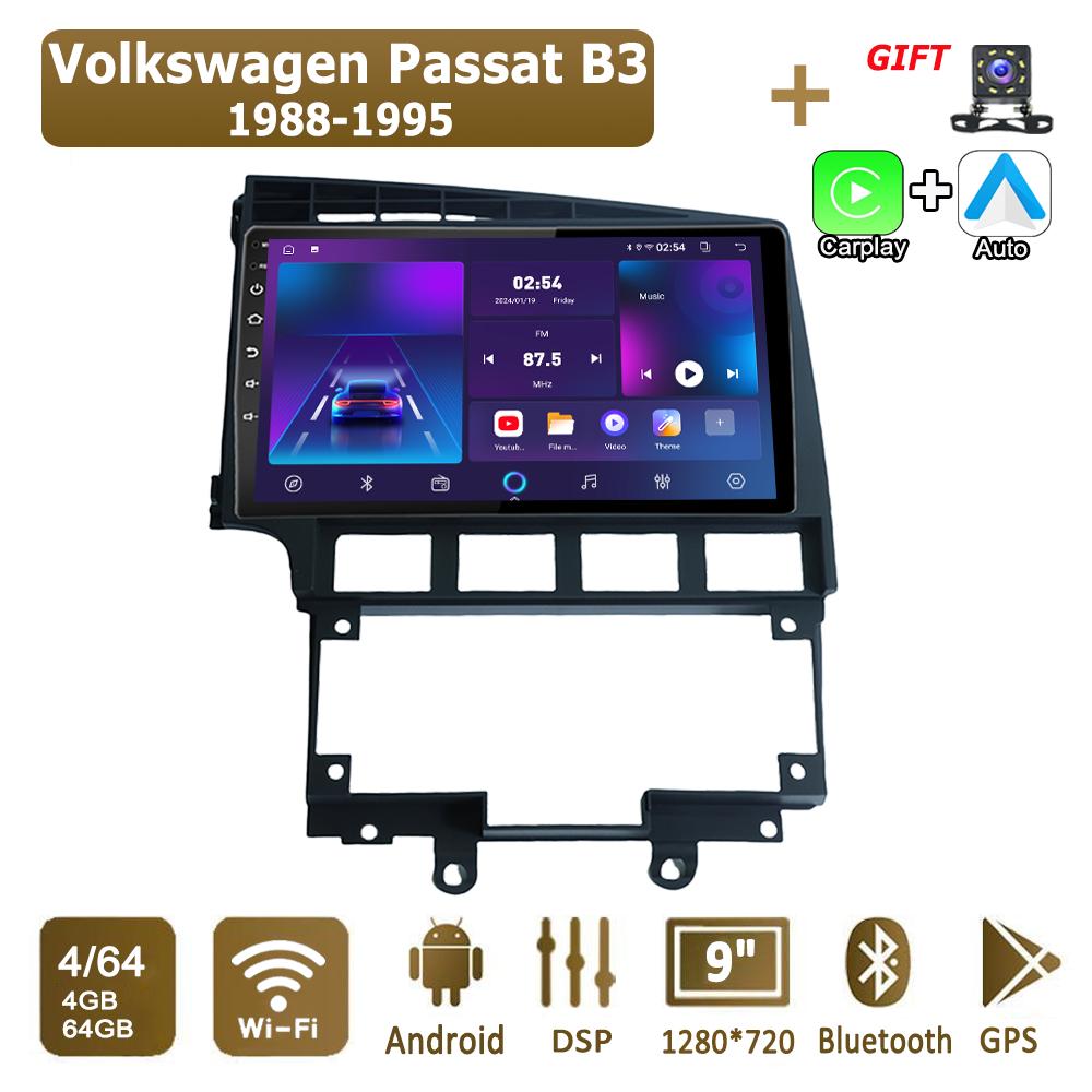 Android Carplay автомобильное радио для Volkswagen Passat B3 1988-1995 мультимедийный проигрыватель головное устройство стерео GPS навигация BT WIFI 4+64 ГБ