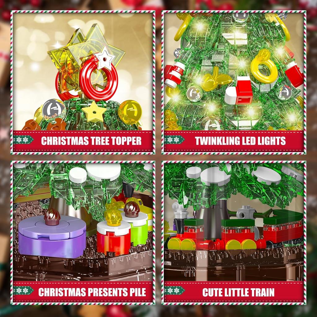 MOULD KING 10089 10090 Рождественский строительный блок Волшебная рождественская музыкальная шкатулка со светодиодными деталями Модель Рождественское украшение в подарок
