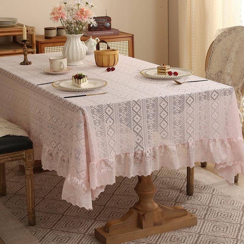 Nordic Vintage Lace Tablecloth Light Luxury Heat Insulation Dustproof Dining Table Coffee
