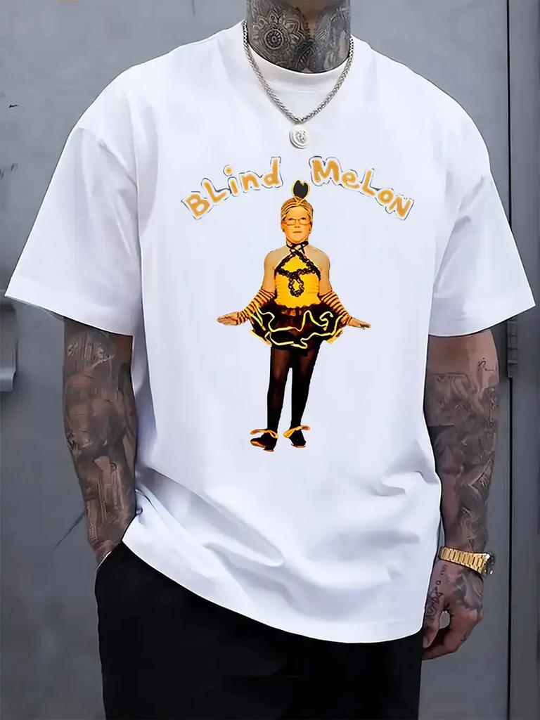 Blind Melo Graphic Print Short-Sleeve T-shirt - Light Grey