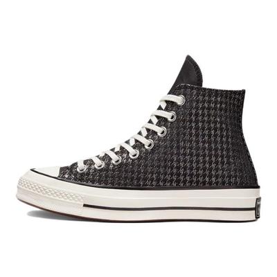 Chuck 70 High Houndstooth Shine - Черные женские кроссовки Pure Silver Egret A04277C