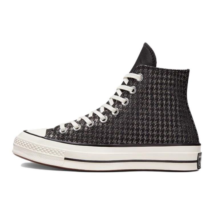 Converse Chuck 70 High Houndstooth Shine - Black Women Sneakers Pure-Silver Egret A04277C