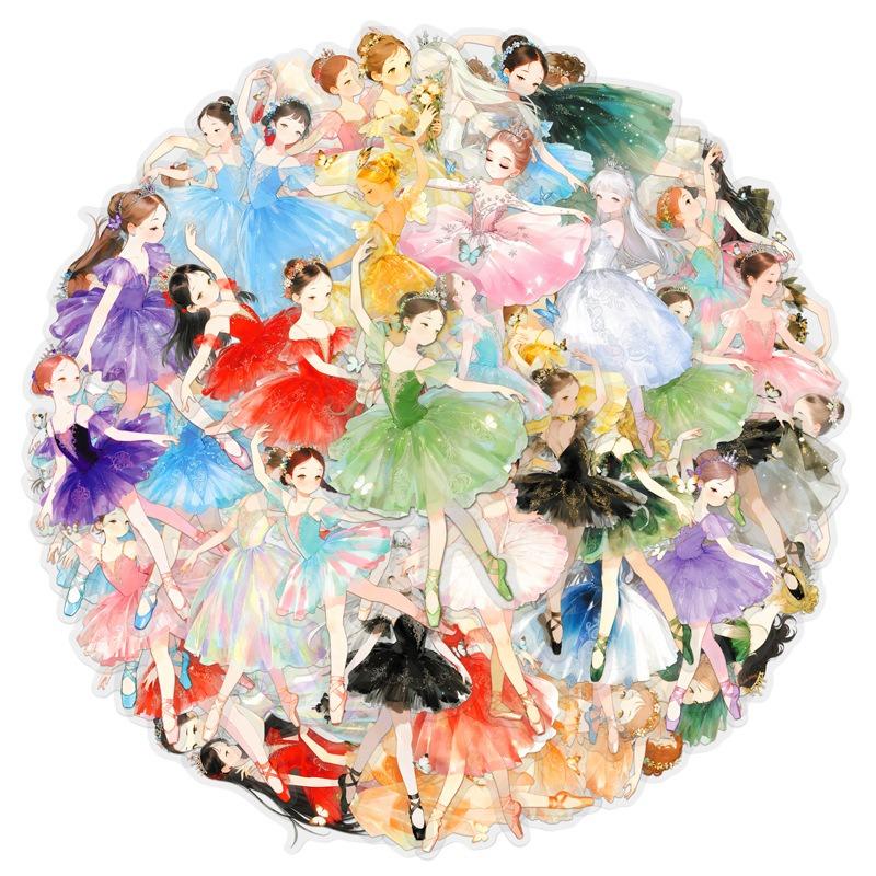 50Pcs/Set Sweet Ballet Girls Series 02 PET Clear Stickers Waterproof DIY Fashion Doodle Decals Stickers