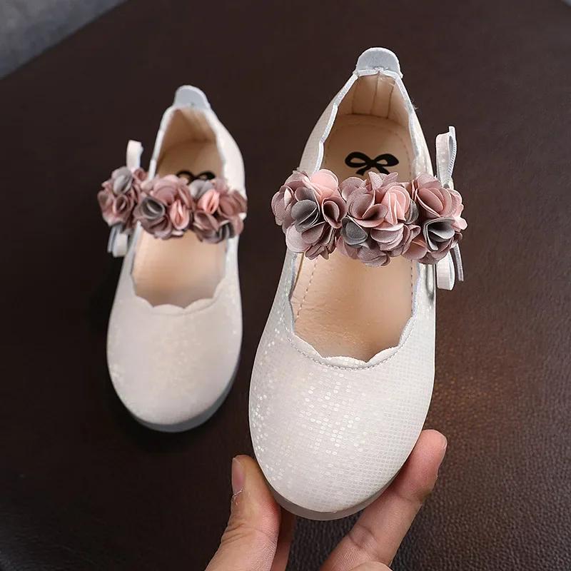 Trendy Sandals Spring New Trendy Princess Shoes Comfort Non Slip Soft Leather Shoe Exquisite Elegant Girl Shoe Flower Kid Shoes