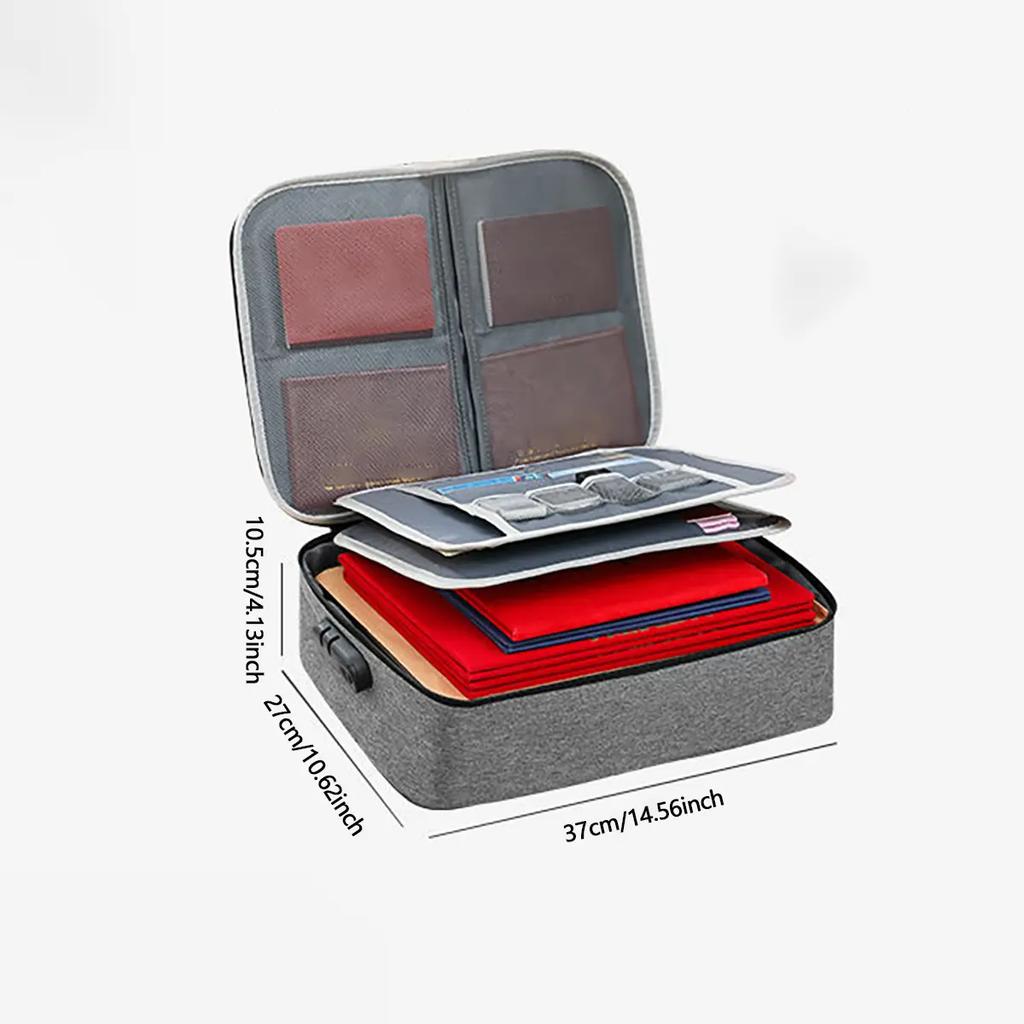 1pc -  Secure Document Bag - 3-Layer File Storage Case with Combination Lock,Durable, Perfect for Business and Daily Use