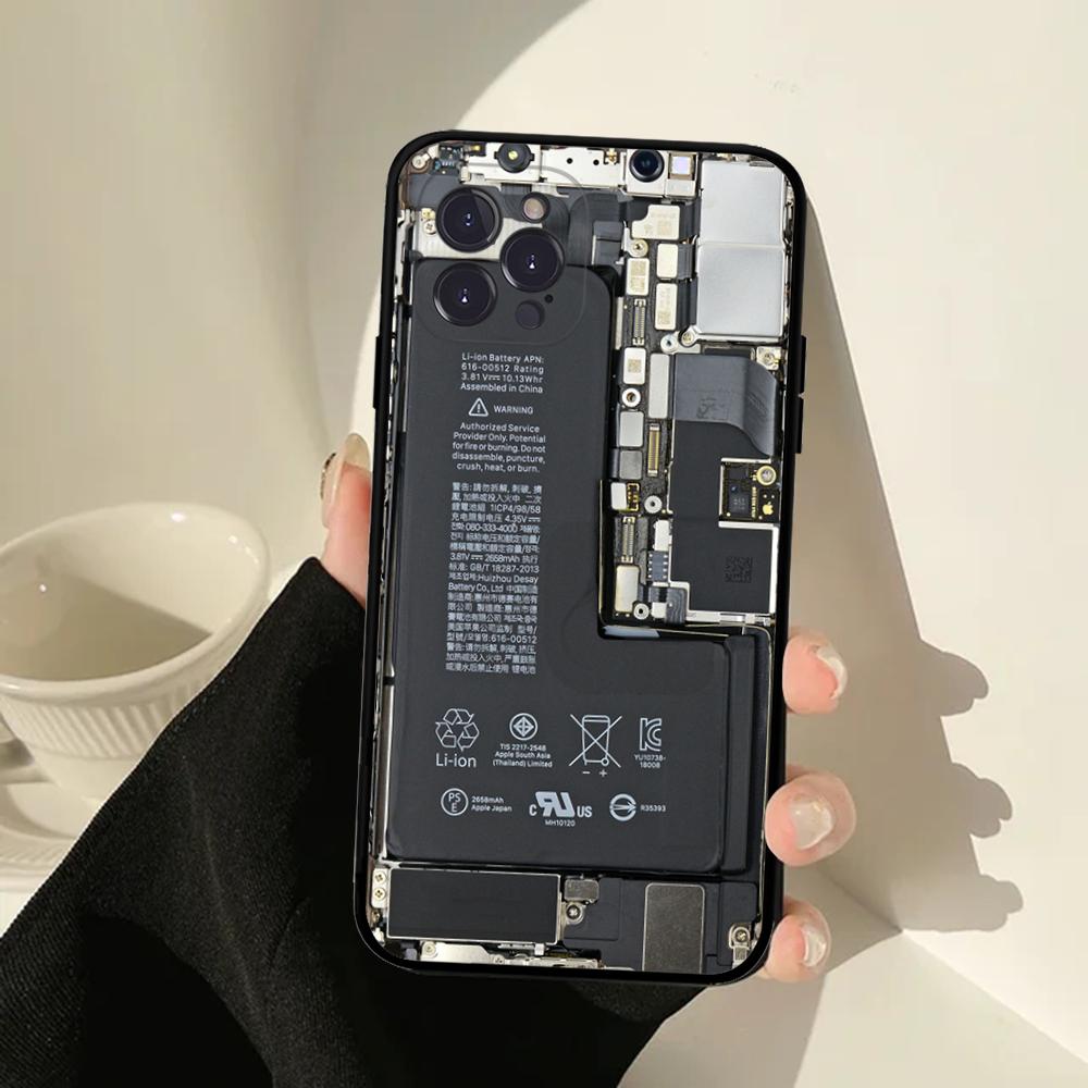 Inside Circuit Board Phone Case For IPhone 16 15 14 11 12 13 Mini Pro XS Max Cover 6 7 8 Plus X Funda Shell