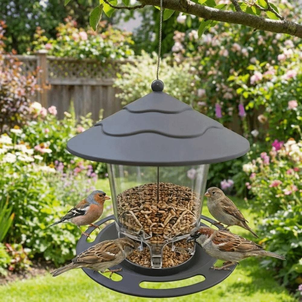 Gazebo Style Bird Feeding Station Large Capacity Hummingbird Feeder Bird Food Container Outdoor