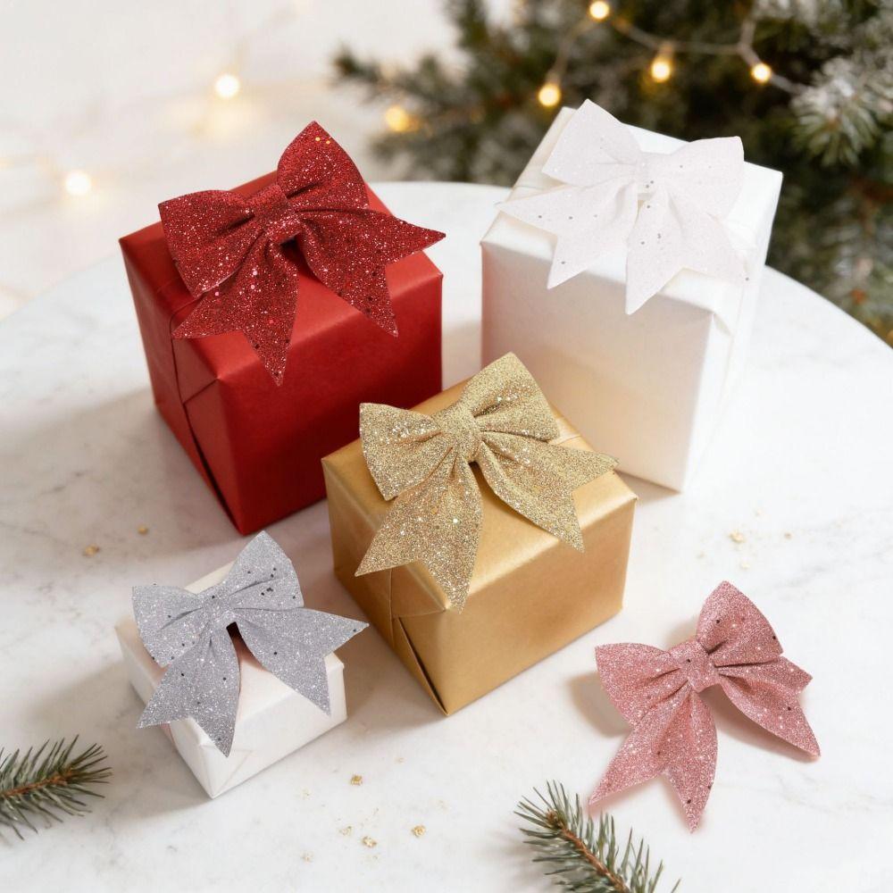 2Pcs Creative Xmas Tree Bowknot Ornaments 3D Christmas Bow Decorations Hanging Ornaments