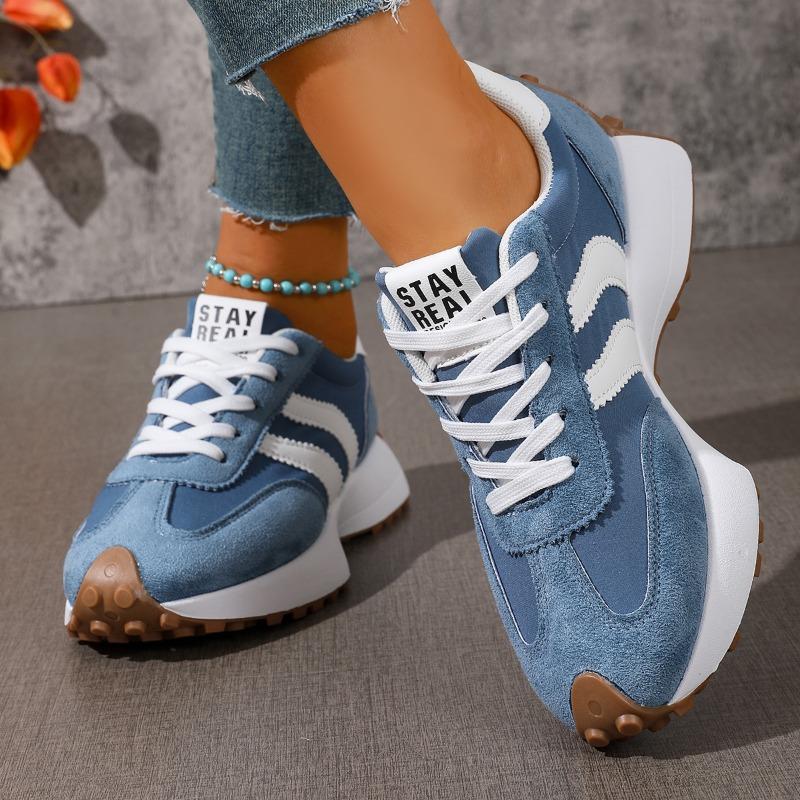Spring Women's Fashion Color Block Vulcanized Shoes Stylish Lace-up Designer Outdoor Walking Low-top Sports Shoes Plus Size